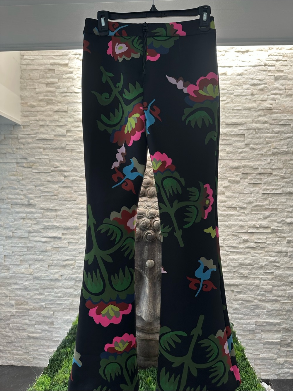 Cynthia Rowley Bonded Fit & Flare Floral Print wide leg pant 4/6 HEMMED